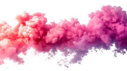 Pink smoke cloud isolated on transparent background	

