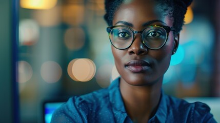 Businesswoman analyzing company metrics and financial data, focusing on investment prices and statistical trends