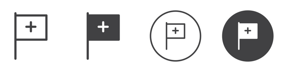 Medical flag icon Vector logo outline