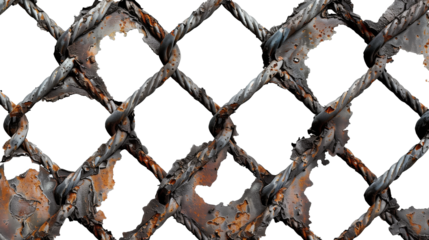 Old rusty iron grid isolated on transparent background	
