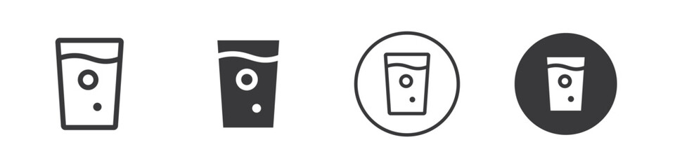 Mineral water glass icon Vector logo outline