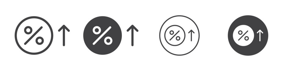 Percentage sign with upward arrow icon Vector logo outline