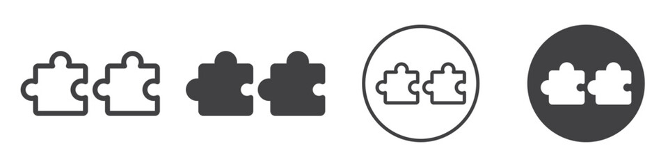 Puzzle pieces icon Vector logo outline