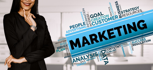 Digital Marketing Technology Solution for Online Business Concept - Graphic interface showing...