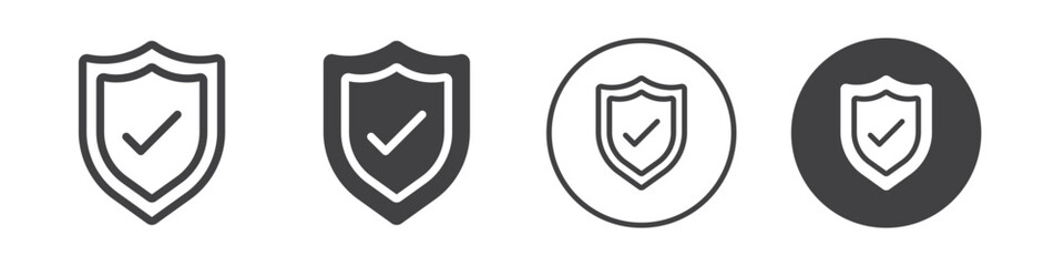 Security shield protected icon Vector logo outline