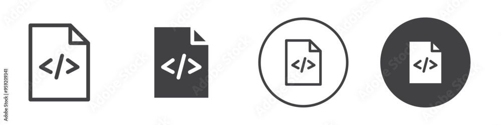 Wall mural source code icon vector logo outline