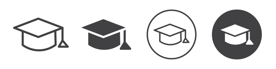 Square academic cap icon Vector logo outline