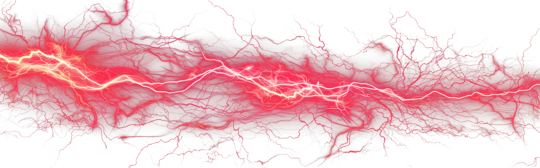 Glowing electric red flash isolated on transparent background	

