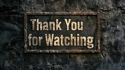 A Stunning Display of Appreciation: Thank You for Watching Rendered in Textured Metal Against a Dark Grungy Background