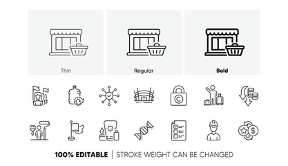 Loyalty points, Copyright locker and Sunscreen line icons. Pack of Feminism, Airport transfer, Survey check icon. Refill water, Painter, Arena stadium pictogram. Marketplace. Line icons. Vector