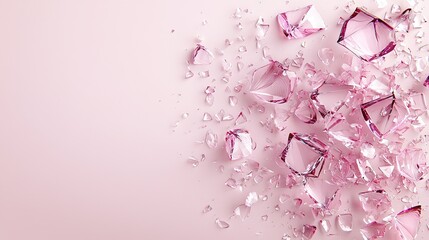   A Pink Diamond Cluster on a Pink Background with Water Drops