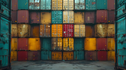 Fototapeta premium Colorful Cargo Container Wall Photo