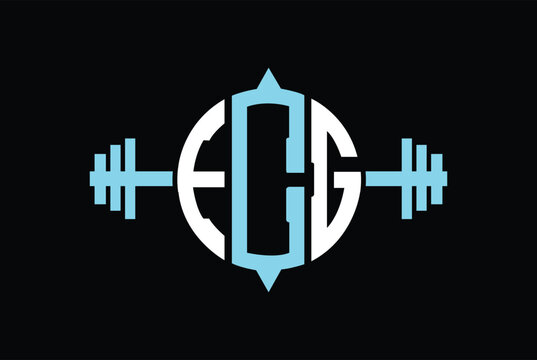 ECG, GCE, CGE gym and fitness logo design icon vector