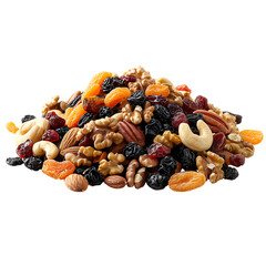Healthy mixed nuts and fruits, dried