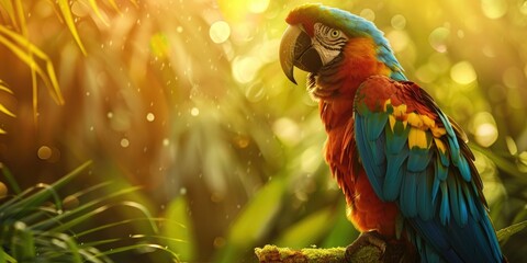 Parrot feeding on a fresh meal at dawn