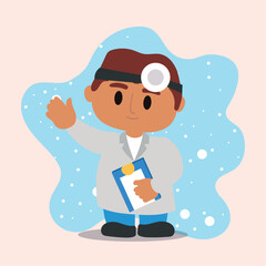 Cartoon doctor holding clipboard and smiling, Vector