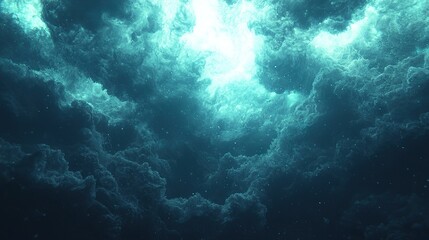 Obraz premium A blue sky filled with many clouds against a dark blue backdrop, with stars below them