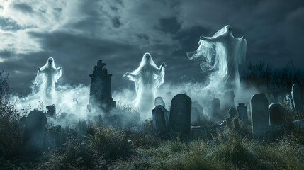 Ghosts in a cemetery