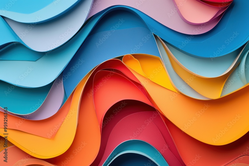 Aufkleber a colorful abstract background with waves Abstract paper cut shapes creating a dynamic background