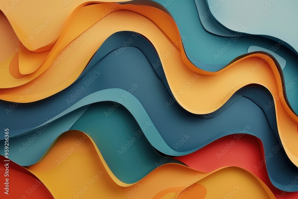 Aufkleber a colorful abstract background with waves abstract paper cut shapes creating a dynamic background