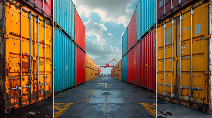 Fototapeta premium Colorful Shipping Containers at the Port - A Realistic Image