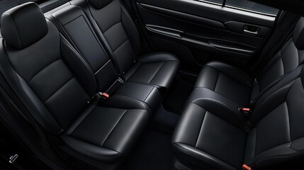   Red button on left side of black leather-seated car console