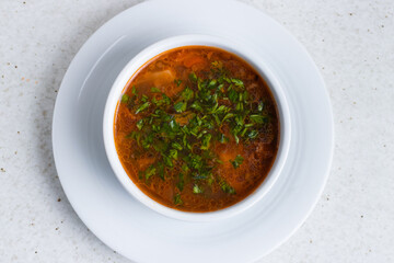 Ukrainian borscht soup bowl isolated