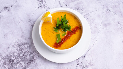 Lentil soup bowl