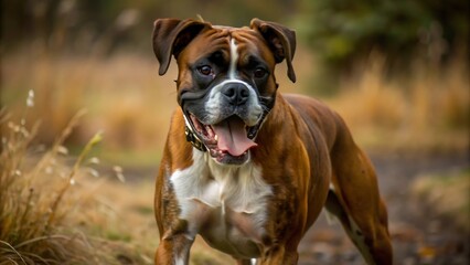 Happy Boxer Dog Running