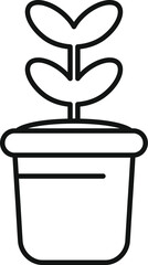 Minimalist icon of a small plant growing in a pot, evoking concepts like growth, nature and care