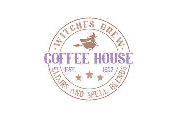 Witches brew coffee house, Halloween Witch typography T shirt design