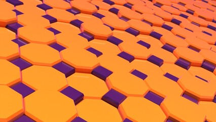 orange tiled octagon pattern with purple diamonds