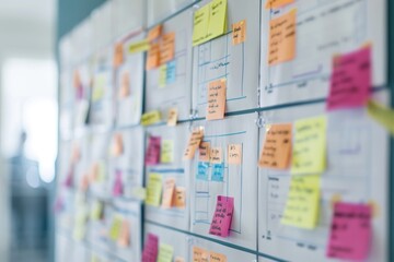 people are standing around a big screen with a diagram on it project management workshop optimizing workflows