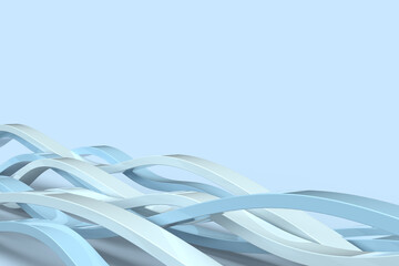 Fototapeta premium Abstract pattern of geometric shapes of lines, similar to waves. 3d render on the topic of presentations, work, business, background, screensaver. Blue background.