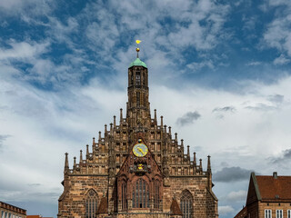 Frauenkirche Church or Church of Our Lady at Hauptmarkt main square in Nuremberg