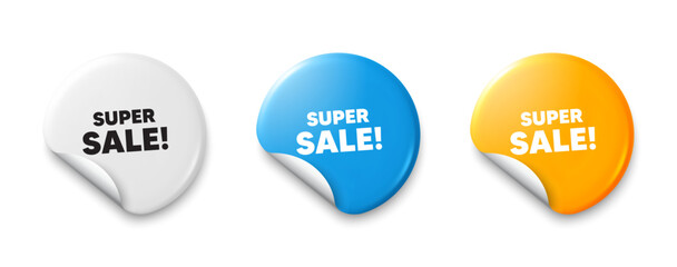Super Sale tag. Price tag sticker with offer message. Special offer price sign. Advertising Discounts symbol. Sticker tag banners. Discount label badge. Vector