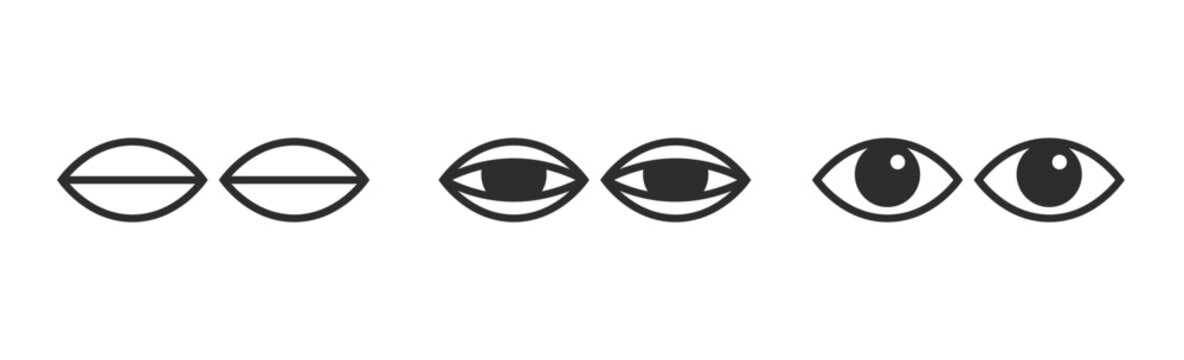 animated Vector eyes set 
eyes opening steps 
closed eye open eyes vector for animation
human eyes  blinking or opening illustration