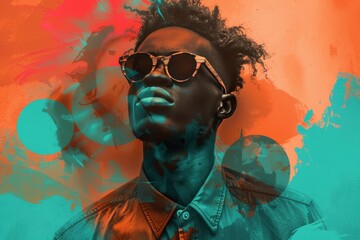 a man wearing sunglasses and a jacket concept for a visually striking magazine cover featuring a celebrity