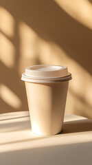 Minimalistic paper cup design under soft lighting