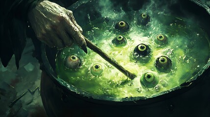 Eyeballs boiling in a caldron