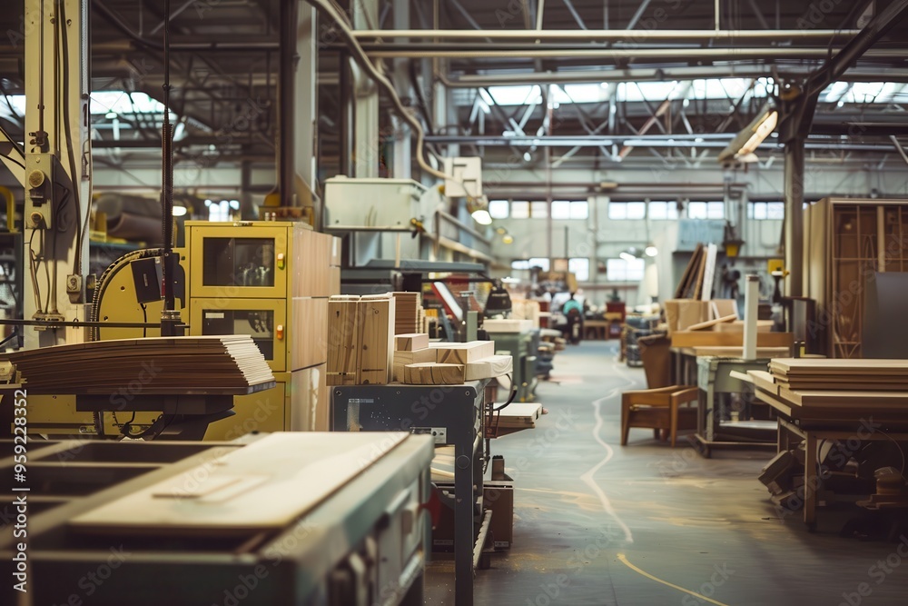 Poster a factory with many machines and people working picture a factory floor filled with skilled artisans