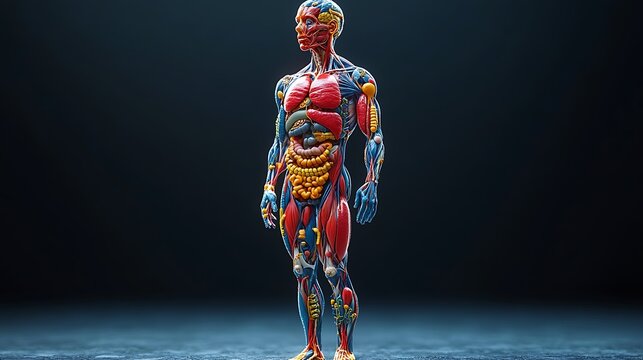 Anatomy of the human body with digestive system. 3d illustration design