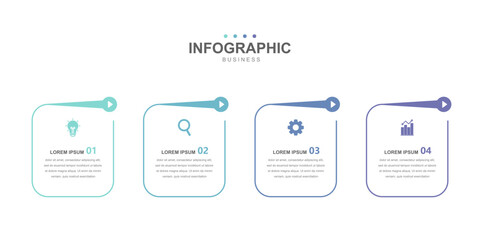 Timeline infographic template, business concept with 4 options simple design, workflow layout, icons, diagram, report, web design. Creative, vector, illustration.