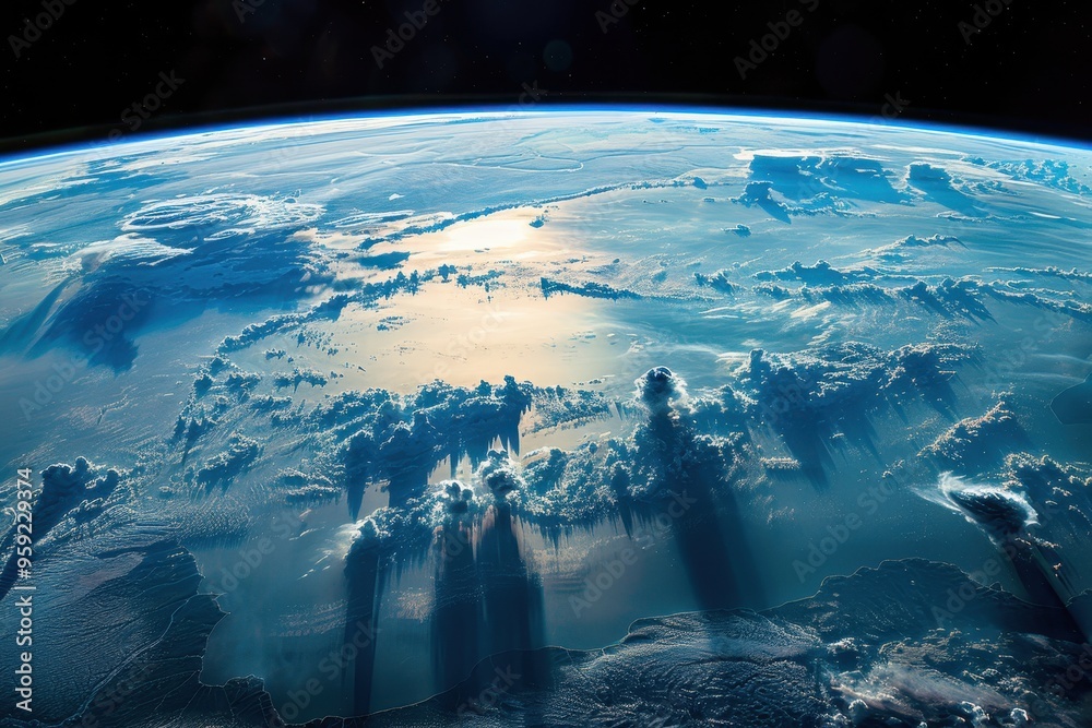 Poster a view of the earth from space with clouds breathtaking view of Earth's continents from space
