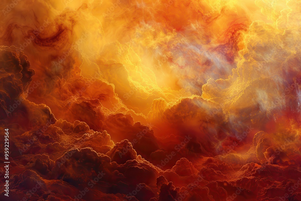 Poster a planet in the sky with clouds colorful clouds of venus' thick atmosphere