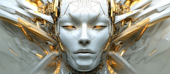 Mecha head design featuring sacred geometry illustration