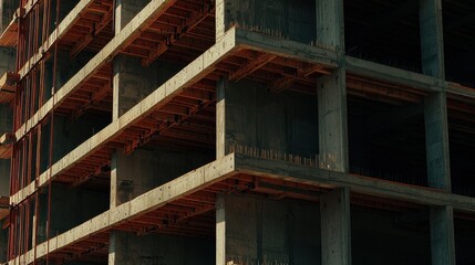 Fototapeta premium Concrete Building Under Construction Close Up