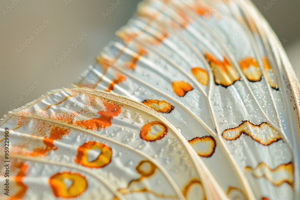 Poster a butterfly with yellow spots on its wings delicate patterns on the surface of a butterfly's wing