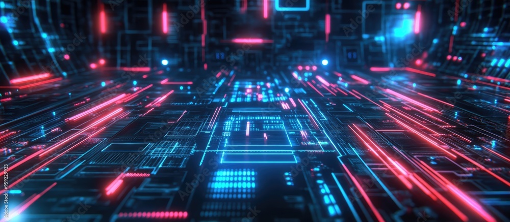 Poster high tech circuit technology background featuring advanced digital data connectivity and electronic 