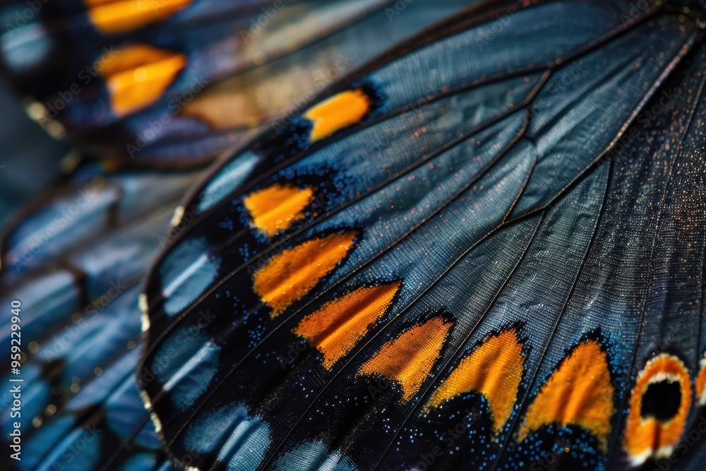 Aufkleber a butterfly with yellow spots on its wings delicate patterns on the surface of a butterfly's wing